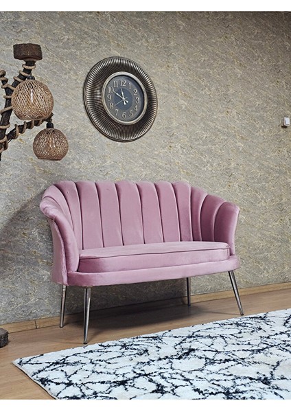 Ikili Istiridye Krom Kaplama Sivriltme Ayak Çay Seti Koltuk Ikili Berjer , Ikili Berjer Koltuk Pembe Renk 110 x 48 Boyut/ebat fiyatları