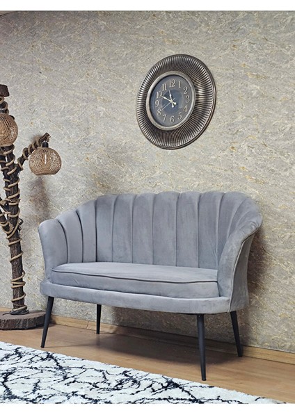 Ikili Istiridye Siyah Boyalı Sivriltme Ayak Çay Seti Koltuk Ikili Berjer , Ikili Berjer Koltuk Gri Renk 110 x 48 Boyut/ebat modelleri