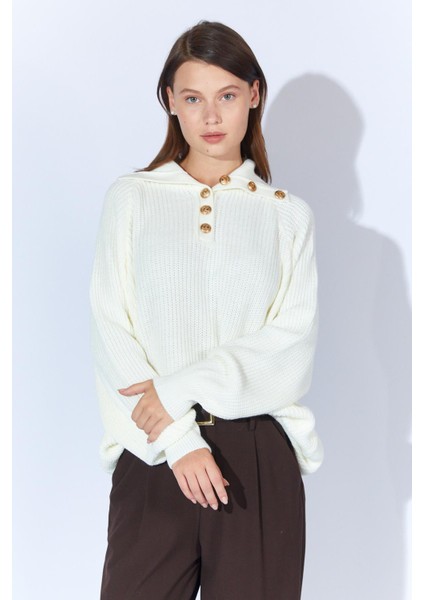 Kadın Kemik Şal Yaka Düğmeli Triko Kazak fiyatları