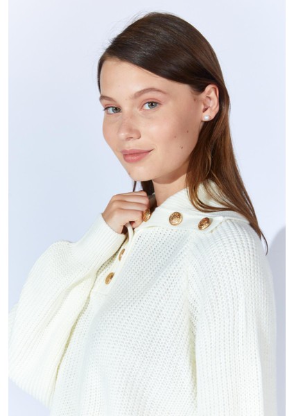 Kadın Kemik Şal Yaka Düğmeli Triko Kazak indirimleri