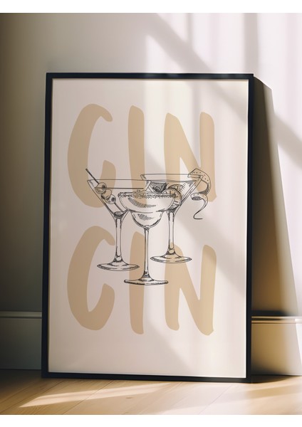 Siyah Çerçeveli Tablo, Cin Cin Tipografi Illüstrasyonu, Mutfak Dekoru Poster No: 113570 fiyatları