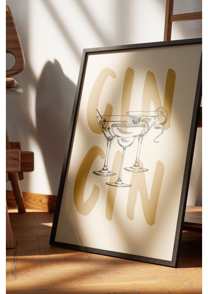 Siyah Çerçeveli Tablo, Cin Cin Tipografi Illüstrasyonu, Mutfak Dekoru Poster No: 113570 fırsatları