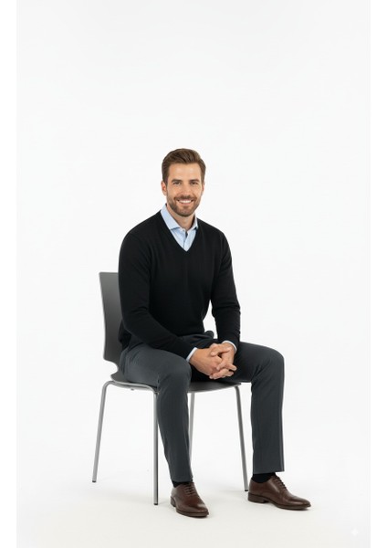 Erkek Baba Kazağı V Yakalı Ince Yün Dokuma modelleri