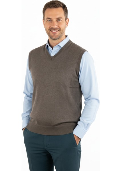 Erkek Baba Süveteri V Yakalı Ince Yün Dokuma indirimleri