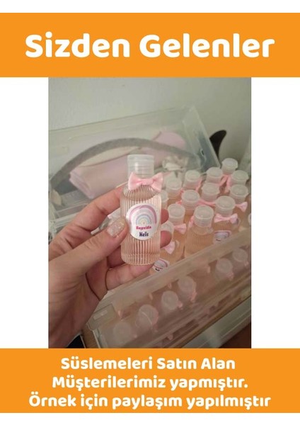 50 ml Şeffaf Fliptop Kapak DNZ21 Özel Tasarım Dezenfektan - Kolonya - Parfüm Boş Şişesi