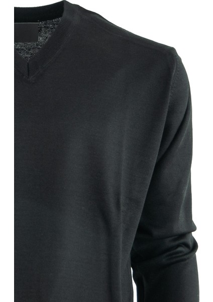 Erkek Baba Kazağı V Yakalı Ince Yün Dokuma indirimleri