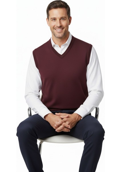 Erkek Baba Süveteri V Yakalı Ince Yün Dokuma fiyatları