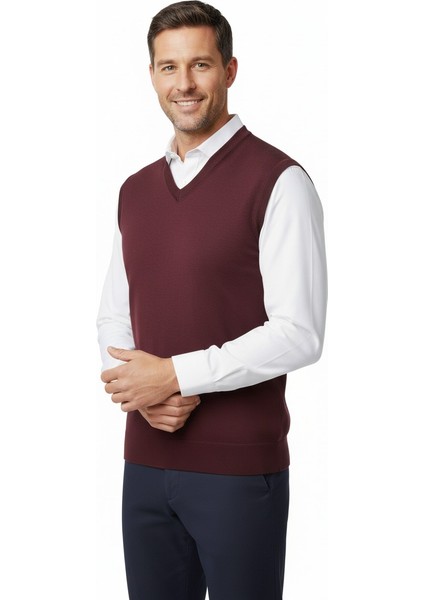 Erkek Baba Süveteri V Yakalı Ince Yün Dokuma modelleri