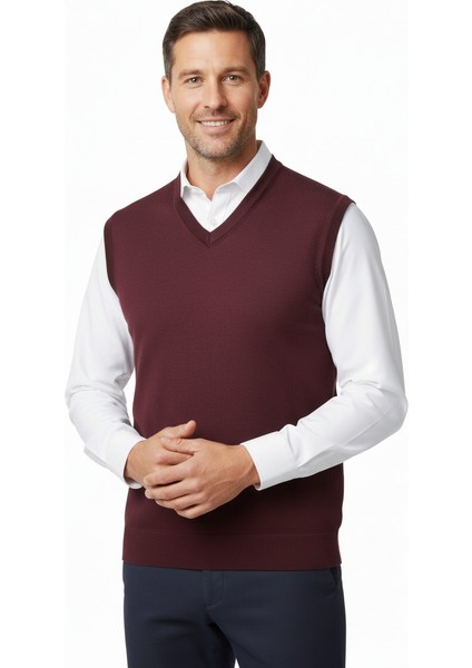 Erkek Baba Süveteri V Yakalı Ince Yün Dokuma indirimleri