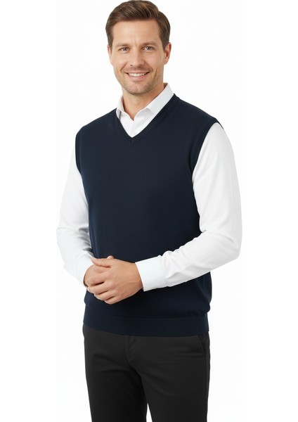 Erkek V Yakalı Düz Renk Klasik Model Rahat Kesim Tam Kalıp Yünlü Dokuma Süveter fırsatları