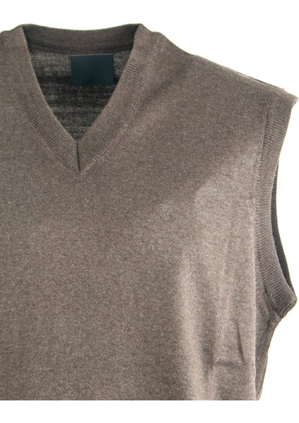 Erkek Baba Süveteri V Yakalı Ince Yün Dokuma