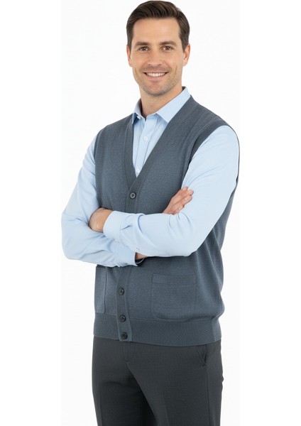 Erkek Baba Yeleği Önden Zarif Düğmeli ve Klasik Çift Cepli fiyatları