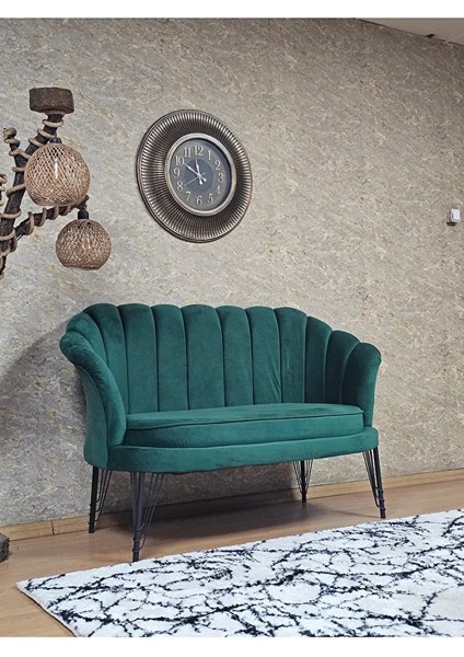 Ikili Istiridye Siyah Boyalı Telli Ayak Çay Seti Koltuk Tekli Berjer , Ikili Berjer Koltuk Yeşil Renk 110 x 48 Boyut/ebat fiyatları