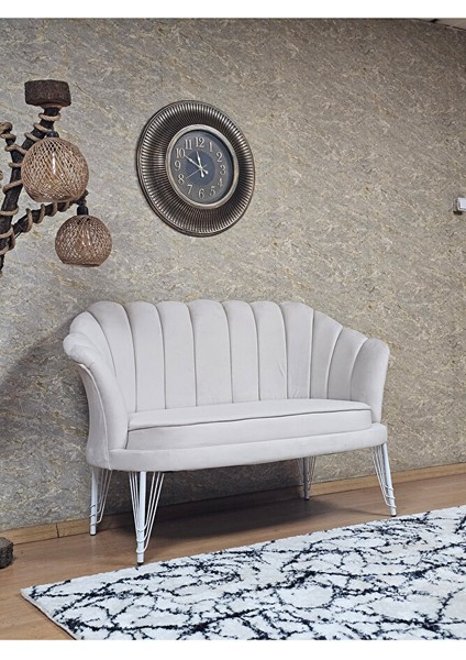Ikili Istiridye Beyaz Boyalı Telli Ayak Çay Seti Koltuk Tekli Berjer , Ikili Berjer Koltuk Krem Renk 110 x 48 Boyut/ebat fiyatları