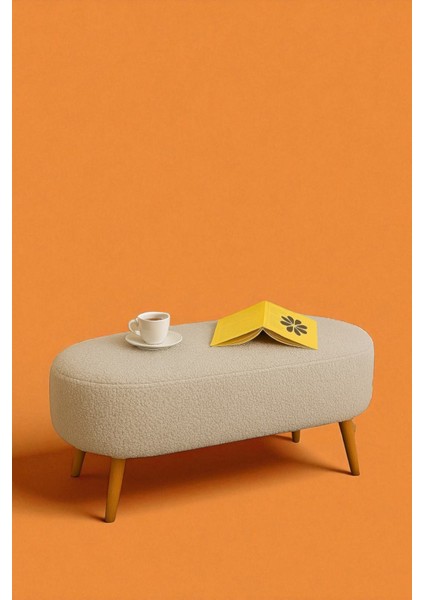 Rustika Teddy Kumaş Puf Bench Koltuk Tabure 34 x 90 x 42 cm Ahşap Ayak Metal Bağlantı modelleri
