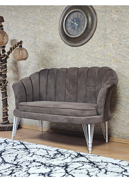 Ikili Istiridye Beyaz Boyalı Telli Ayak Çay Seti Koltuk Tekli Berjer , Ikili Berjer Koltuk Kahverengi Renk 110 x 48 Boyut/ebat modelleri