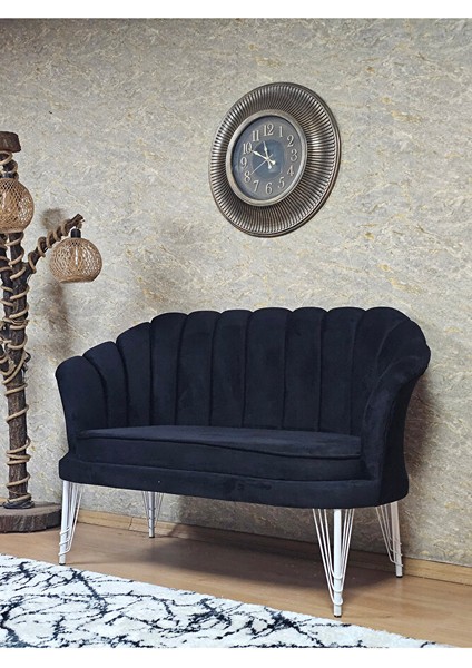Ikili Istiridye Beyaz Boyalı Telli Ayak Çay Seti Koltuk Tekli Berjer , Ikili Berjer Koltuk Siyah Renk 110 x 48 Boyut/ebat modelleri