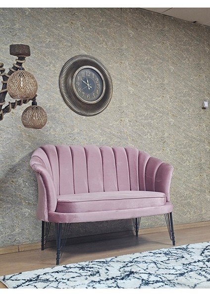 Ikili Istiridye Siyah Boyalı Telli Ayak Çay Seti Koltuk Tekli Berjer , Ikili Berjer Koltuk Pembe Renk 110 x 48 Boyut/ebat fiyatları