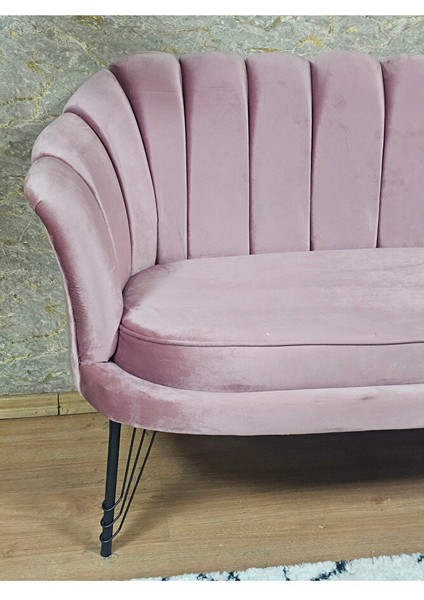 Ikili Istiridye Siyah Boyalı Telli Ayak Çay Seti Koltuk Tekli Berjer , Ikili Berjer Koltuk Pembe Renk 110 x 48 Boyut/ebat fırsatları