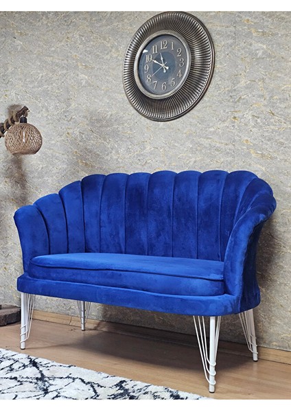 Ikili Istiridye Beyaz Boyalı Telli Ayak Çay Seti Koltuk Tekli Berjer , Ikili Berjer Koltuk Mavi Renk 110 x 48 Boyut/ebat modelleri