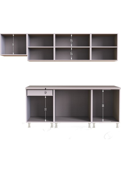 Nevin Hazır Mutfak Dolabı 260CM-TEZGAH Dahil-Parlak Mürdüm fırsatları