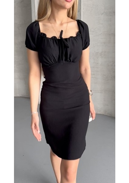 Göğsü Büzgülü Dar Kalıp Kolsuz Kısa Ayrobin Elbise fırsatları
