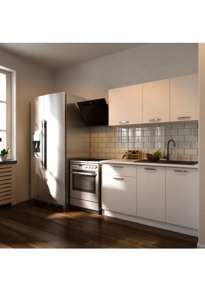 Eftalya Hazır Mutfak Dolabı 140 cm - Tezgah Dahil - Beyaz