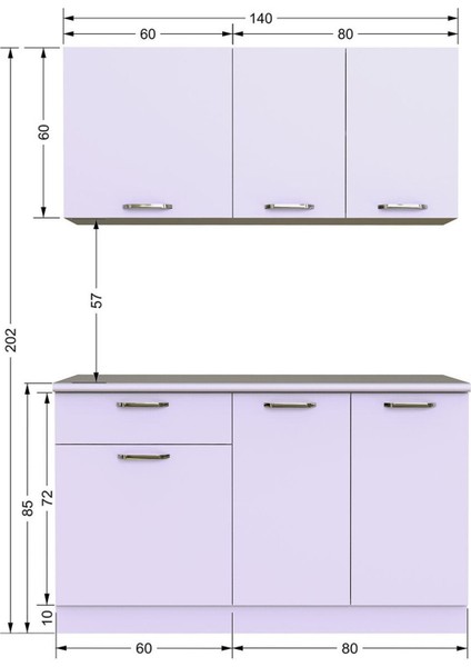 Eftalya Hazır Mutfak Dolabı 140 cm - Tezgah Dahil - Beyaz modelleri