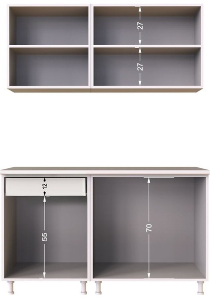 Eftalya Hazır Mutfak Dolabı 140 cm - Tezgah Dahil - Beyaz indirimleri