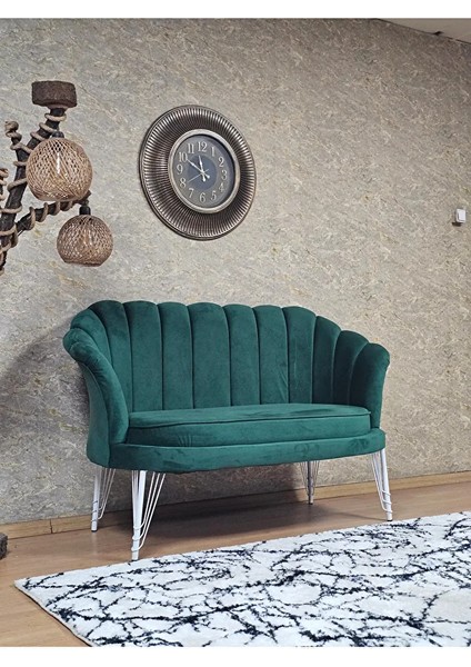 Ikili Istiridye Beyaz Boyalı Telli Ayak Çay Seti Koltuk Tekli Berjer , Ikili Berjer Koltuk Yeşil Renk 110 x 48 Boyut/ebat fiyatları