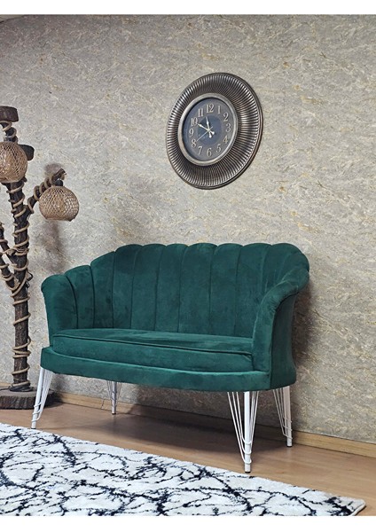 Ikili Istiridye Beyaz Boyalı Telli Ayak Çay Seti Koltuk Tekli Berjer , Ikili Berjer Koltuk Yeşil Renk 110 x 48 Boyut/ebat modelleri
