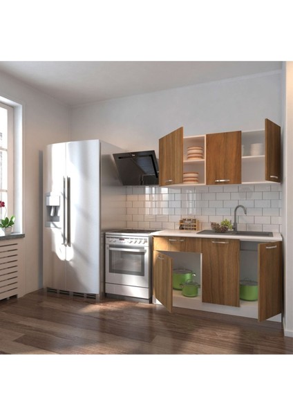 Inci Hazır Mutfak Dolabı 140 cm - Tezgah Dahil - Ceviz