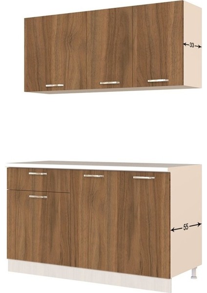 Inci Hazır Mutfak Dolabı 140 cm - Tezgah Dahil - Ceviz modelleri