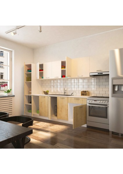 Tunay Hazır Mutfak Dolabı Kiler Dahil 320 cm –safir Meşe ve Beyaz - Tezgah Dahil fiyatları