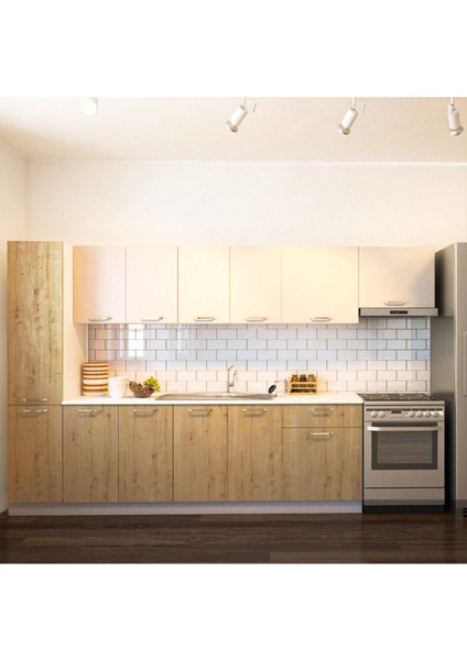 Tunay Hazır Mutfak Dolabı Kiler Dahil 320 cm –safir Meşe ve Beyaz - Tezgah Dahil indirimleri