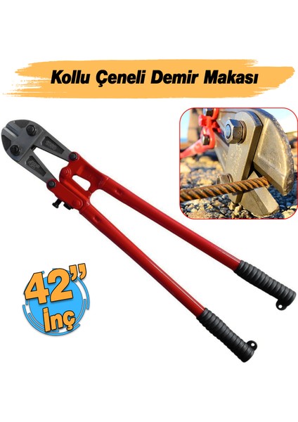 (42'') Kollu Çeneli Kupplon Demir Kesme Makası Çubuk Inşaat Demiri Teli Metal Kesim Makası Cr-V