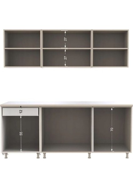 Rana Hazır Mutfak Dolabı 200 Cm– Parlak Mürdüm – Tezgah Dahil indirimleri