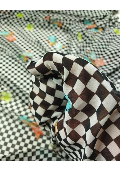 Dama Çiçek Desenli Şifon En: 150 fırsatları