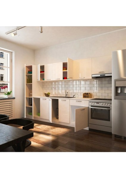 Tanyeli Hazır Mutfak Dolabı Kiler Dahil 320 Cm–parlak Beyaz - Tezgah Dahil fiyatları