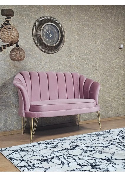 Ikili Istiridye Gold Kaplama Telli Ayak Çay Seti Koltuk Tekli Berjer , Ikili Berjer Koltuk Pembe Renk 110 x 48 Boyut/ebat fiyatları