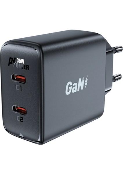 35W Gan Çift Usb-C Portlu Süper Hızlı Şarj Adaptörü – Pd Destekli Akıllı Çip Teknolojili