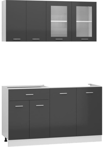 Helin Mutfak Dolabı Modern Antrasit Highgloss 140 cm Tezgah Dahil Kullanım fiyatları