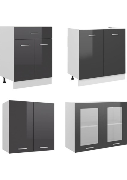 Helin Mutfak Dolabı Modern Antrasit Highgloss 140 cm Tezgah Dahil Kullanım fırsatları