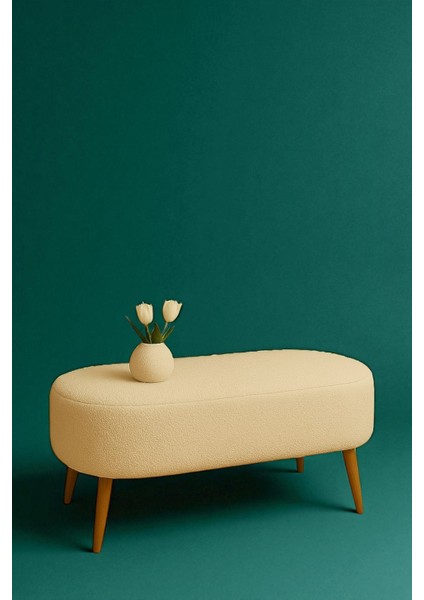 Rustika Teddy Kumaş Puf Bench Koltuk Tabure 34 x 90 x 42 cm Ahşap Ayak Metal Bağlantı modelleri