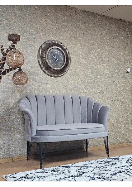 Ikili Istiridye Siyah Boyalı Telli Ayak Çay Seti Koltuk Tekli Berjer , Ikili Berjer Koltuk Gri Renk 110 x 48 Boyut/ebat fiyatları