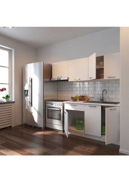 Lidya Hazır Mutfak Dolabı 200 cm – Beyaz– Tezgah Dahil fiyatları