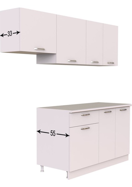 Lidya Hazır Mutfak Dolabı 200 cm – Beyaz– Tezgah Dahil fırsatları