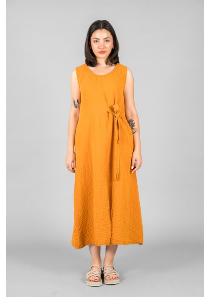 Müslin Kadın Önden Bağlamalı Elbise