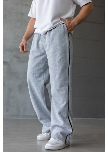 Erkek Kışlık Gri Şeritli Oversize Baggy Eşofman Altı fiyatları