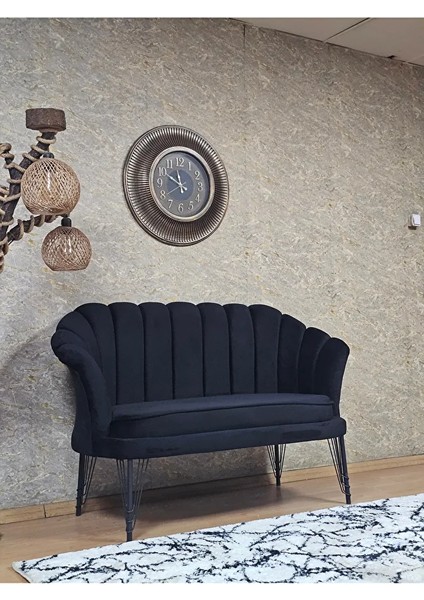 Ikili Istiridye Siyah Boyalı Telli Ayak Çay Seti Koltuk Tekli Berjer , Ikili Berjer Koltuk Siyah Renk 110 x 48 Boyut/ebat fiyatları